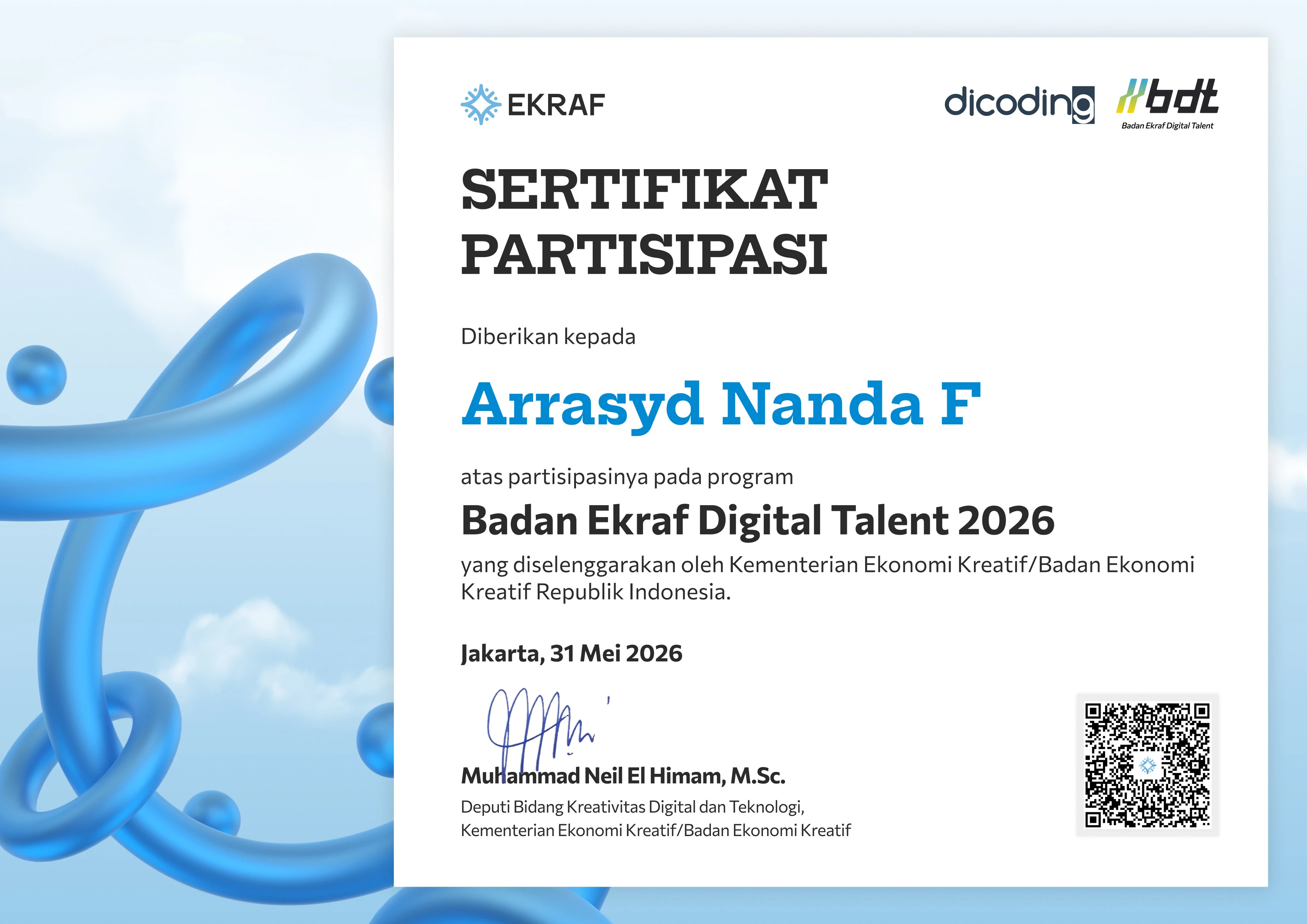 Sertifikat Bakti Data Tech (BDT)