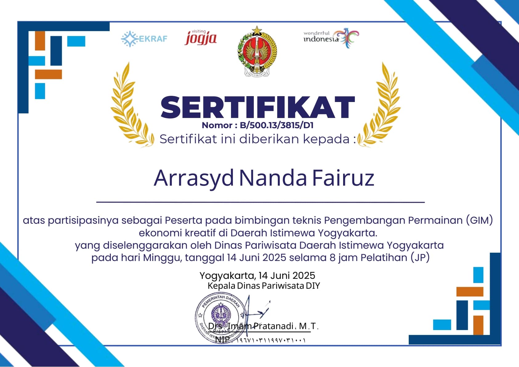 E-Sertifikat Arrasyd Nanda Fairuz