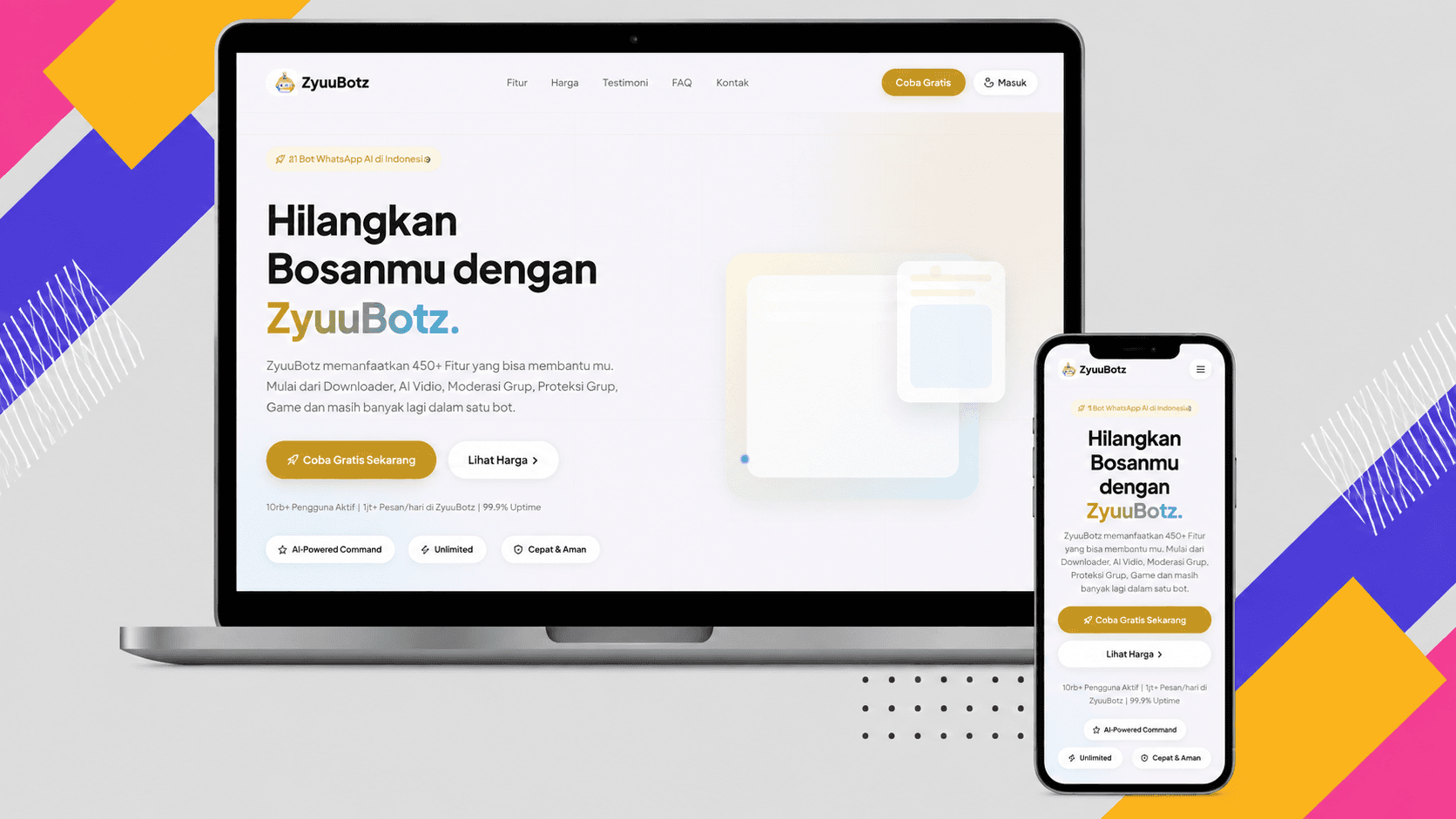 ZyuuBotz Landing Page & Link Customizer